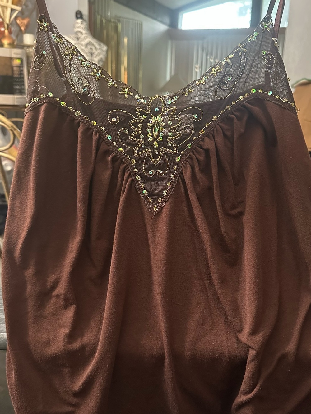 Fashion Bug Brown Embellished V-Neck Camisole
